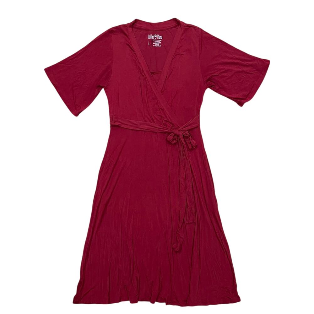 Latched Mama Nursing Maternity Maroon Red Dress Size L Stretch Breastfeeding